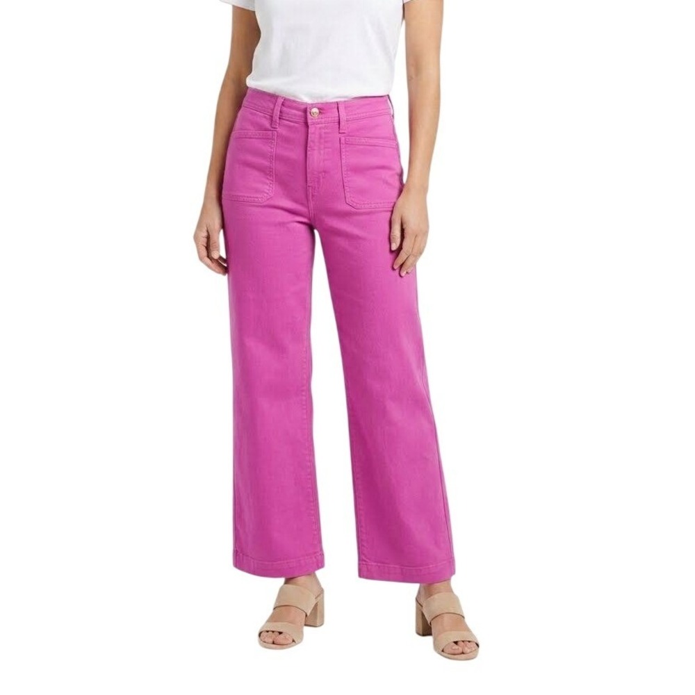 Draper James RSVP | Violet Jeans Magenta Pink Wide Leg High Rise Pants | Size 2